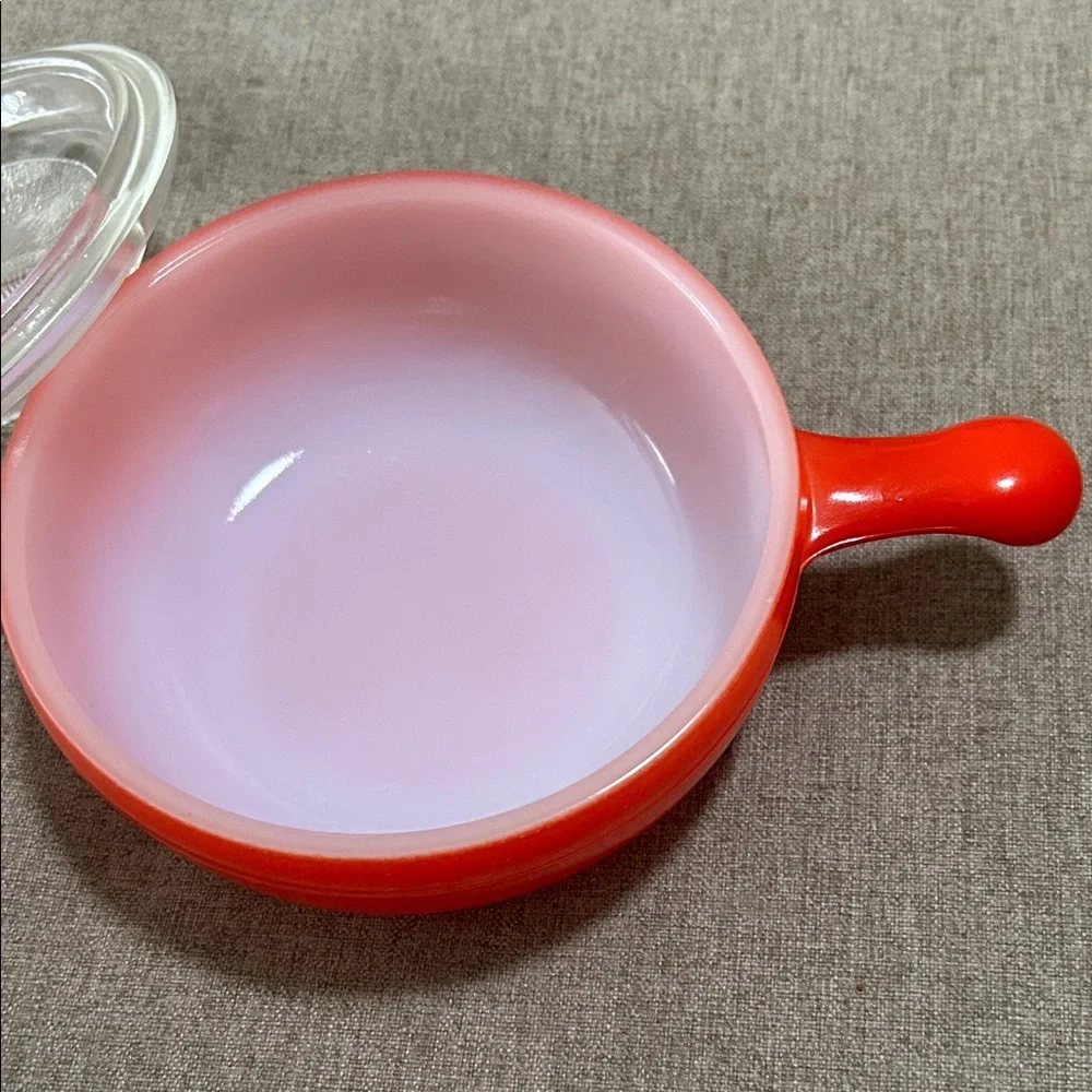 Vintage Glasbake Red Glass Dish with Lid - Picture 3 of 4